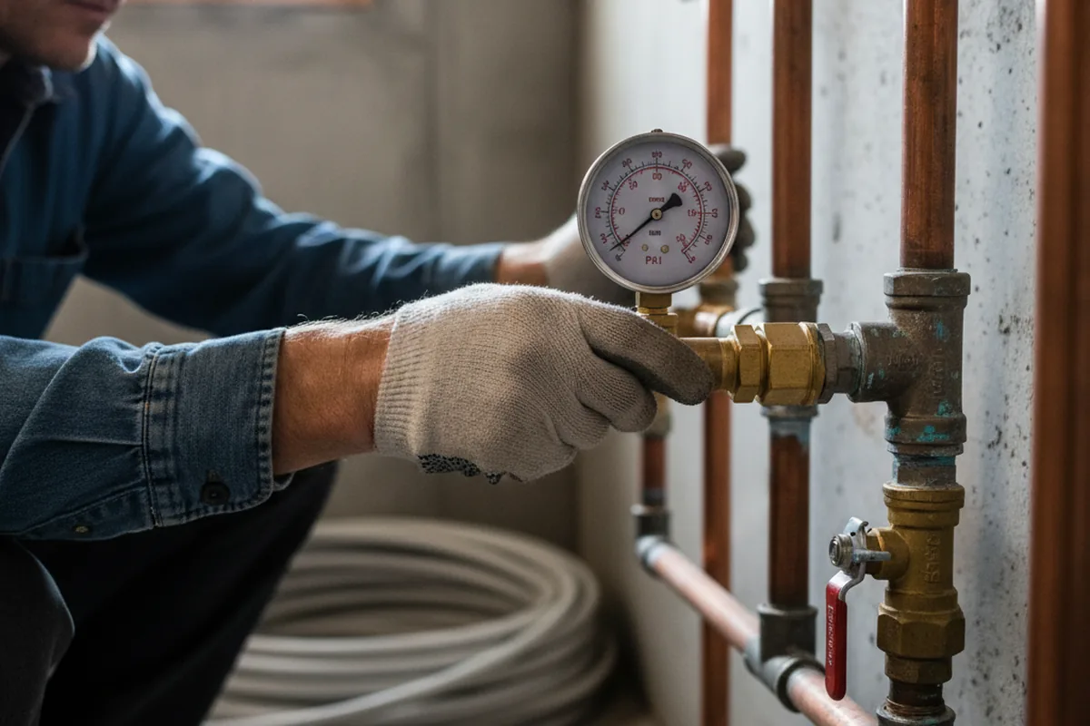 Pressure testing a repaired line during Water Line Repair in Delphi Falls